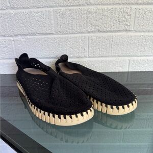 Ilse Jacobsen Black and Cream Moccasin Loafers